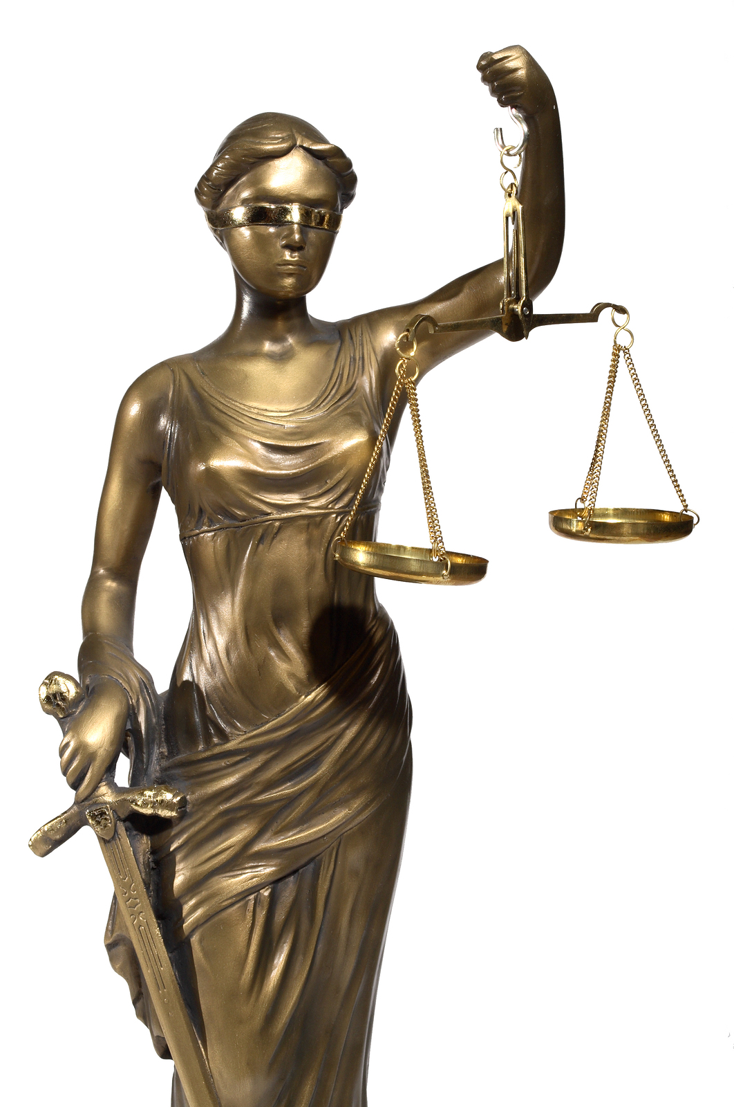 Lady of Justice on white background - The Hardin Law Firm, PLC